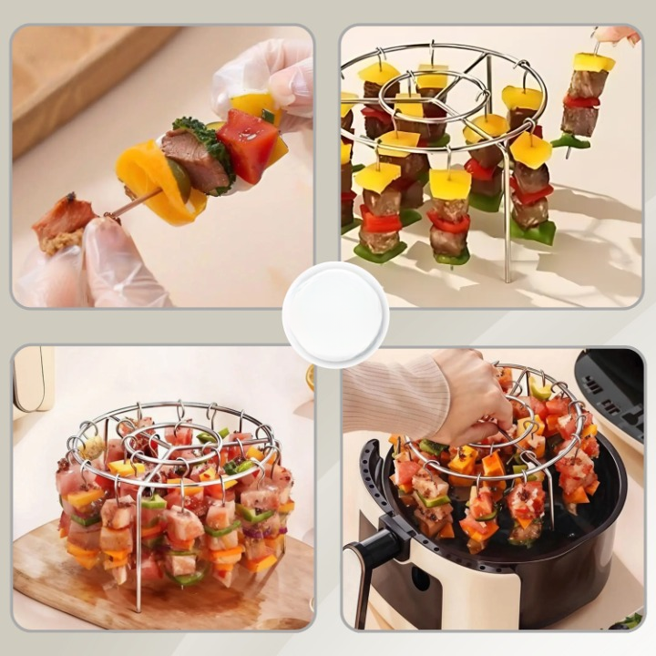 Grillaufsatz für Heißluftfritteusen mit Spießen