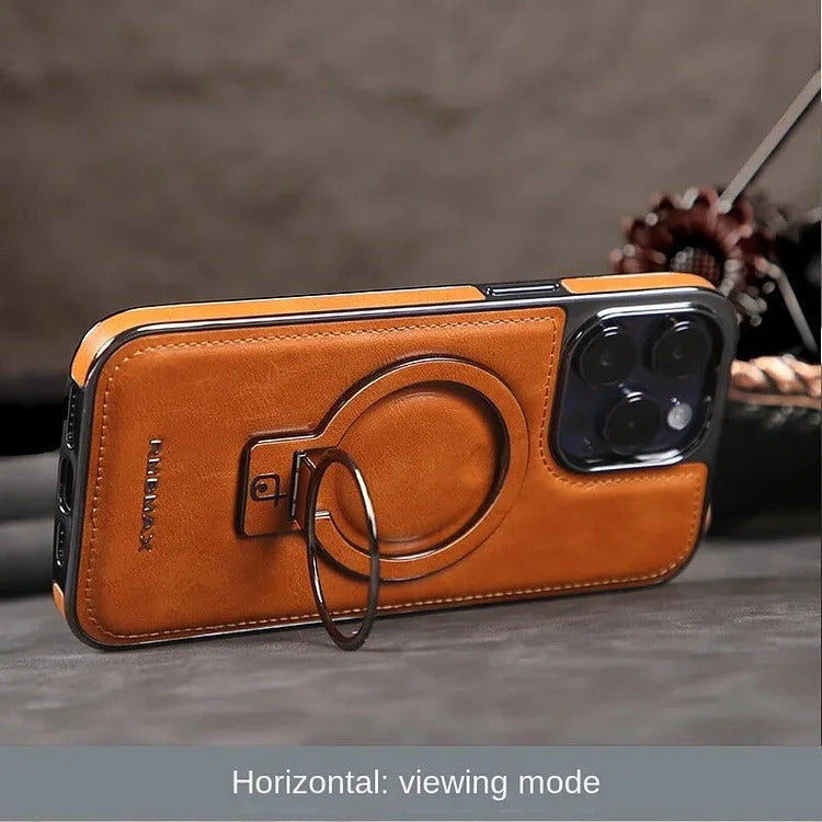 Elegante Lederhülle für iPhone mit Magnetständer – Stilvolle Sicherheit