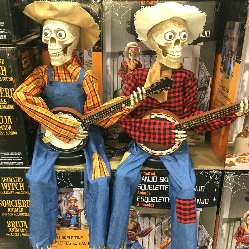 Lustige Duell mit lebhaften Banjo-Skeletten