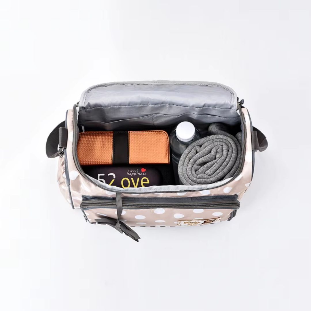 Wickeltasche für Babys in Blau mit Wickelauflage und Flaschenhalter