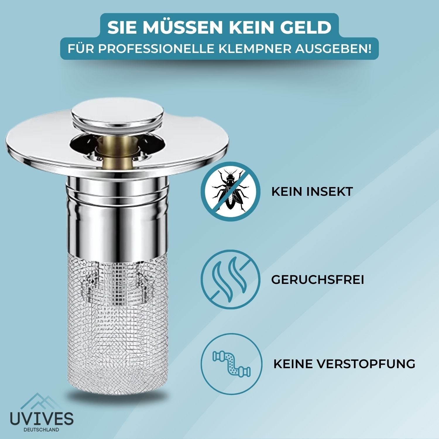 AquaGuard™ Stainless Steel Drain Strainer | 2-in-1 Clog Solution | Rust-Proof & Easy to Clean