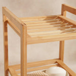 Dreistufiges Bambus Badregal, 30x30x57cm, Natürliche Optik