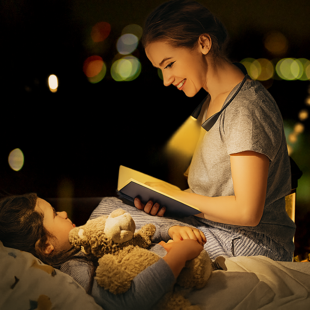 Wiederaufladbare LED Nackenlampe mit 3 Lichtfarben und Dimmfunktion