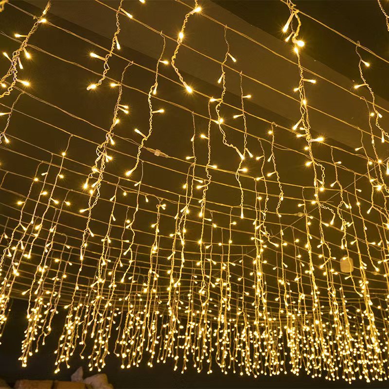 Frostlichter 50m LED Eiszapfen-Lichterkette | IP44 Wetterfest | 36V Niederspannung | Über 500 LEDs | Wunderschöner Wasserfall-Effekt | Warmweiß