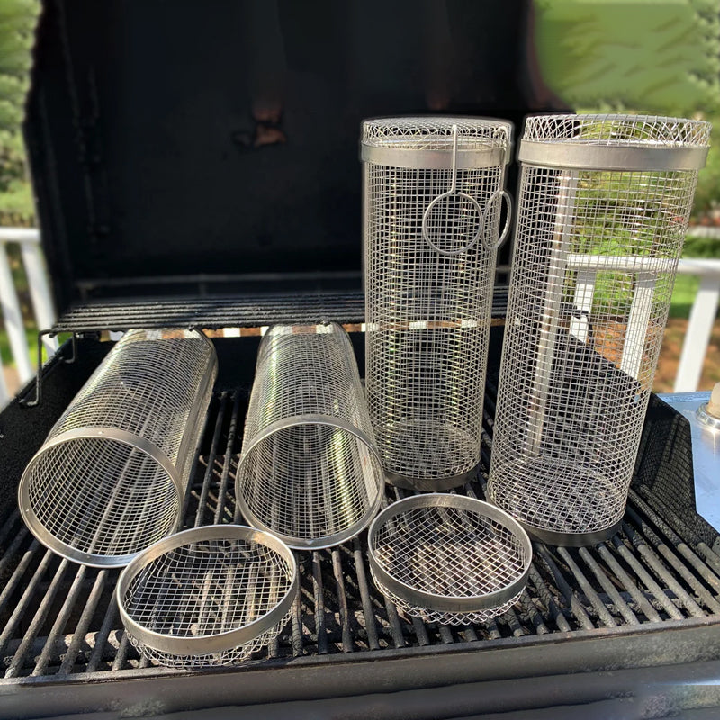 GrillProfi – 360° Stainless Steel Grill Basket for Perfect BBQ | 2 for the Price of 1 | Even Cooking Without Burning | Ideal for Meat, Vegetables & Smoking