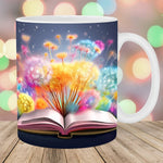 3D Kaffeetasse mit kunstvollem Blumenmuster - Geschenk für Bücherliebhaber