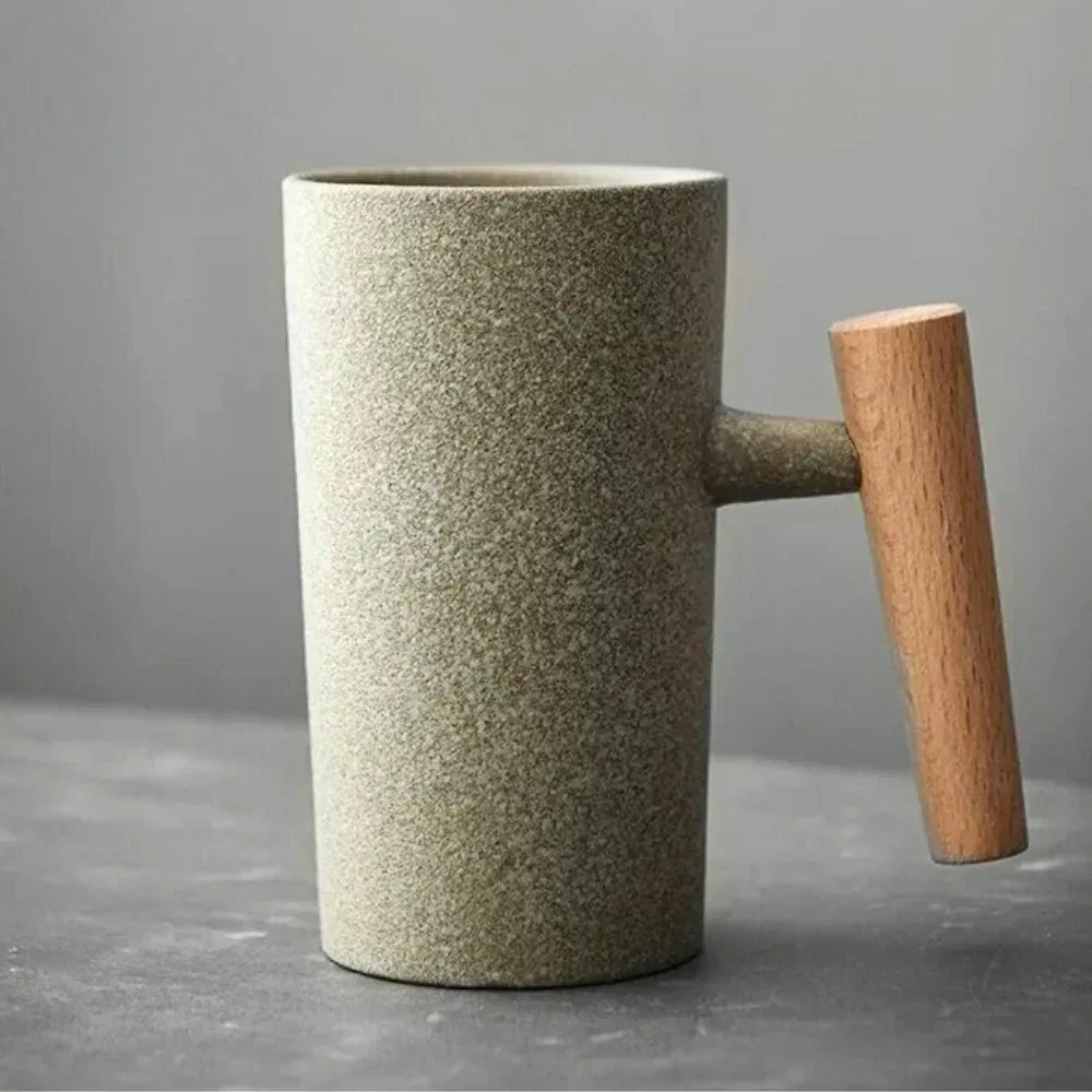 NordicDream Keramiktasse – Stilvolles Design mit Holzgriff