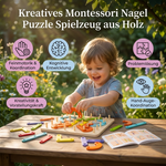 Holzpuzzle Spielzeug mit Montessori Design für kreative Nagelspiele