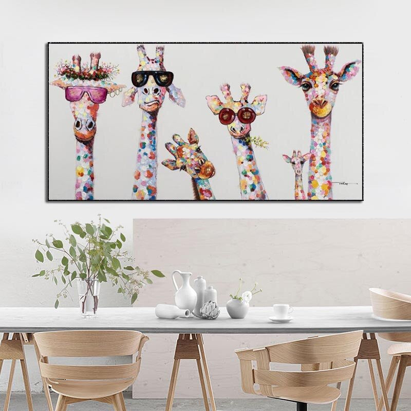 Bunte Giraffen - Stilvolle Wandkunst auf Leinwand