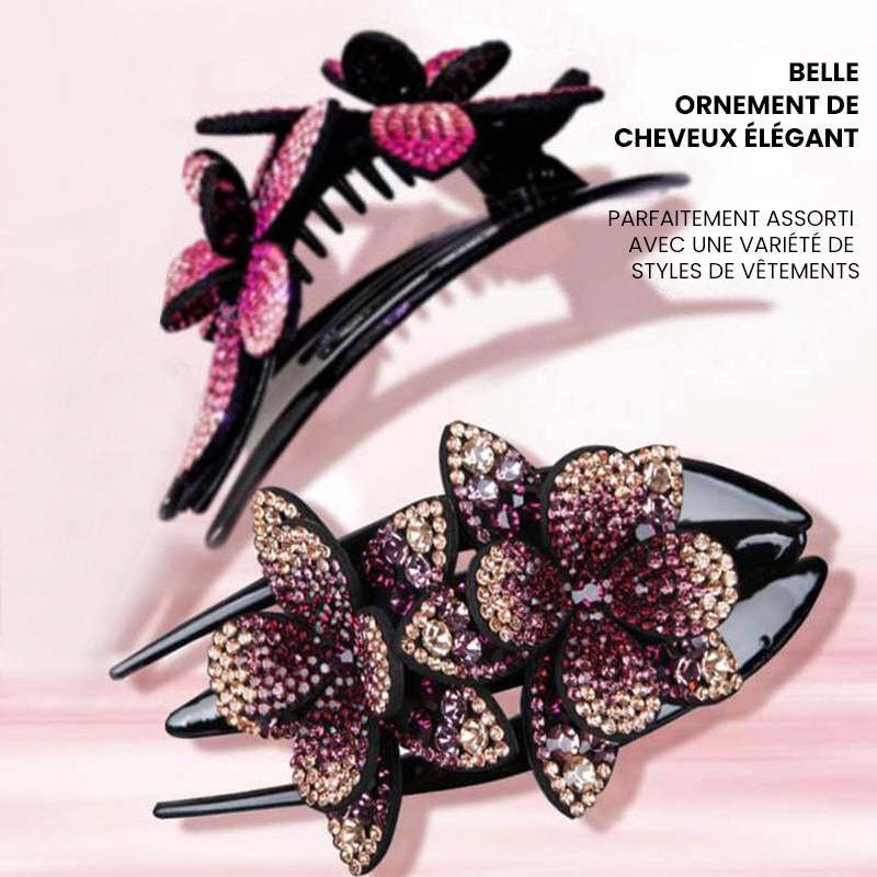 Elegante Doppelte Blüten-Haarnadel | GlamourClip