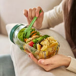 Praktische Salatschüssel aus Glas mit Deckel – Frische Zutaten, Kein Durchweichen