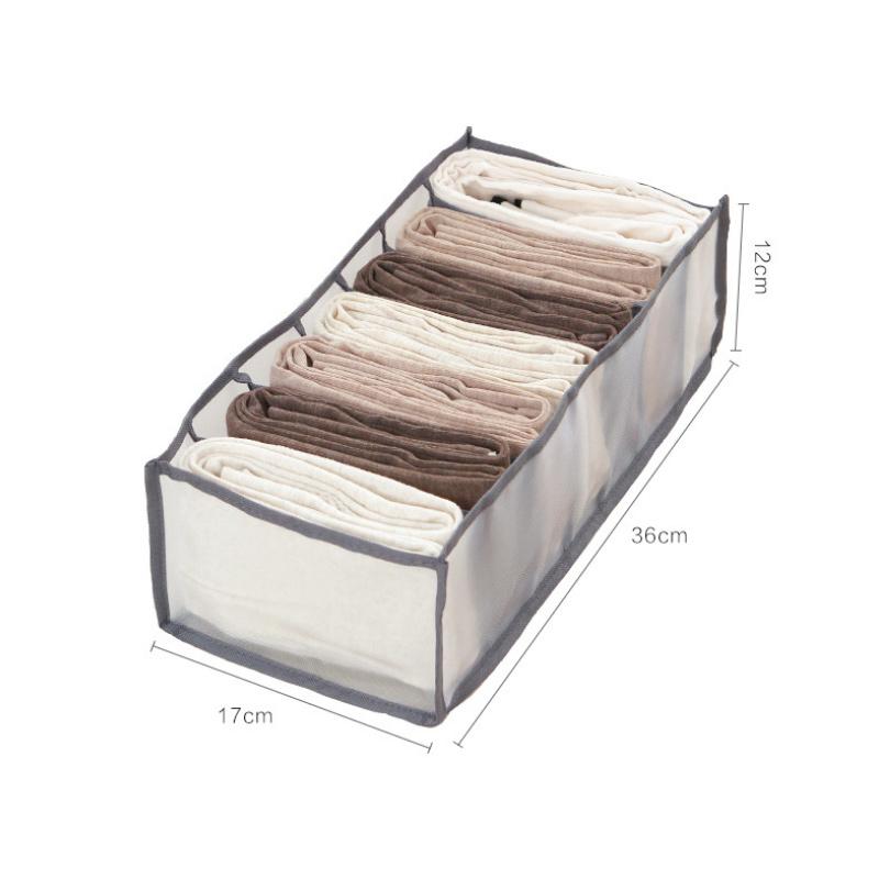 7-Fächer Kleiderschrank Organizer aus Netz für Kleidung