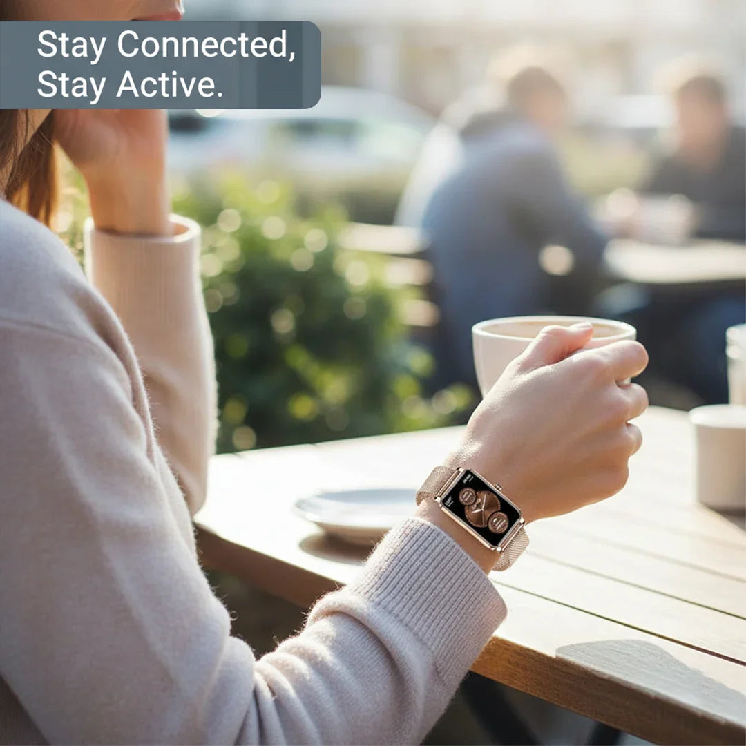Elegante Smartwatch mit Fitness-Tracking und Benachrichtigungen