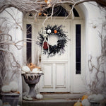 Halloween Türkranz mit Skelett und Kürbis – Stimmungsvoll saisonale Dekoration