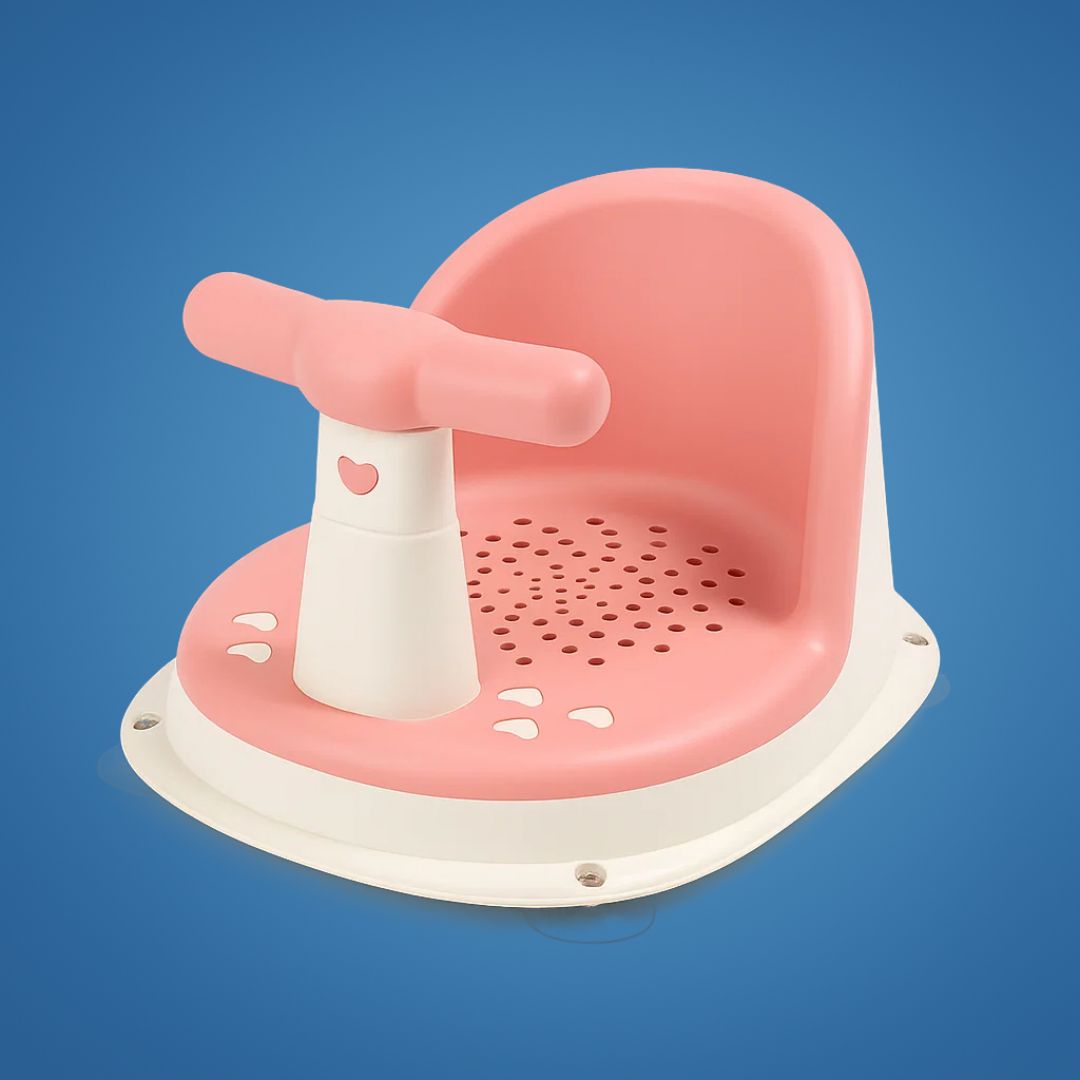 Rutschfester Baby-Badewannensitz – Edelstahl-Saugnäpfe – Weiche Polsterung – Freihändige Nutzung für Eltern