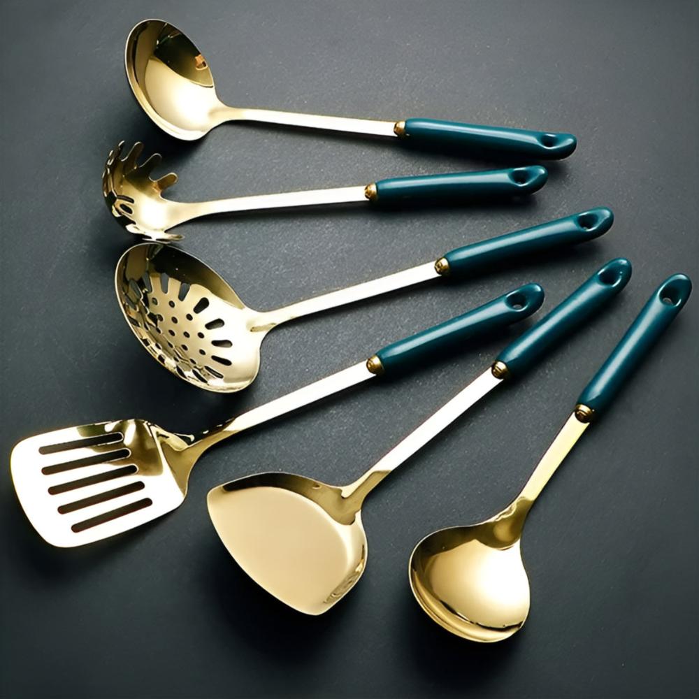 Elegantes Edelstahl-Besteckset in Gold