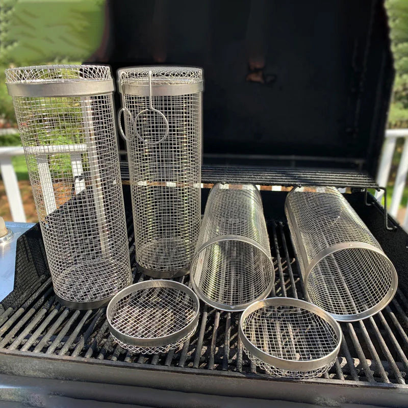 Edelstahl Grillkorb mit Rollen für BBQ
