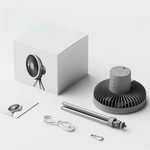 Tragbarer wiederaufladbarer Ventilator mit LED und integriertem Powerbank