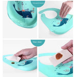 Weiches Silikon Lätzchen mit Tierdesign und Auffangschale für Babys