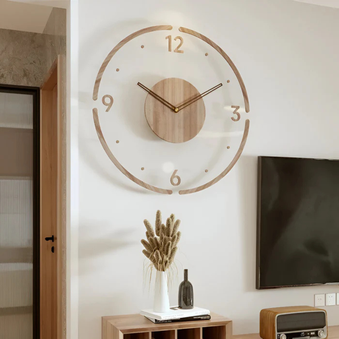 Wanduhr aus Holz mit leiser Mechanik – Modernes Acryl-Design für das Wohnzimmer