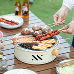 Kompakter Tischgrill mit Holzgriffen – 28 cm Durchmesser
