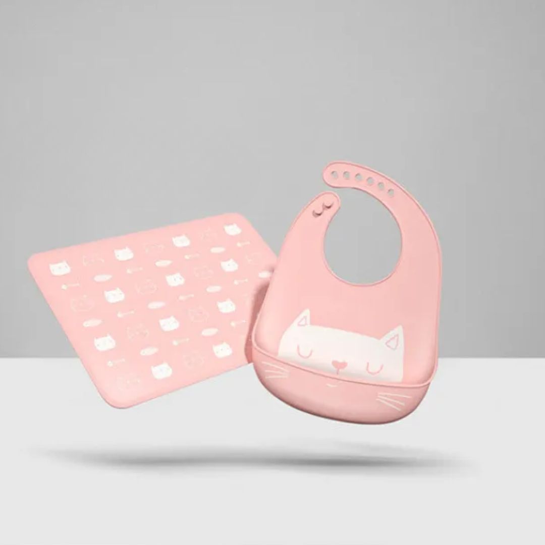 Weiches Silikon Lätzchen mit Tierdesign und Auffangschale für Babys