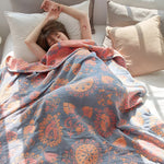 Vielseitige Baumwoll-Decke mit floralen Motiven