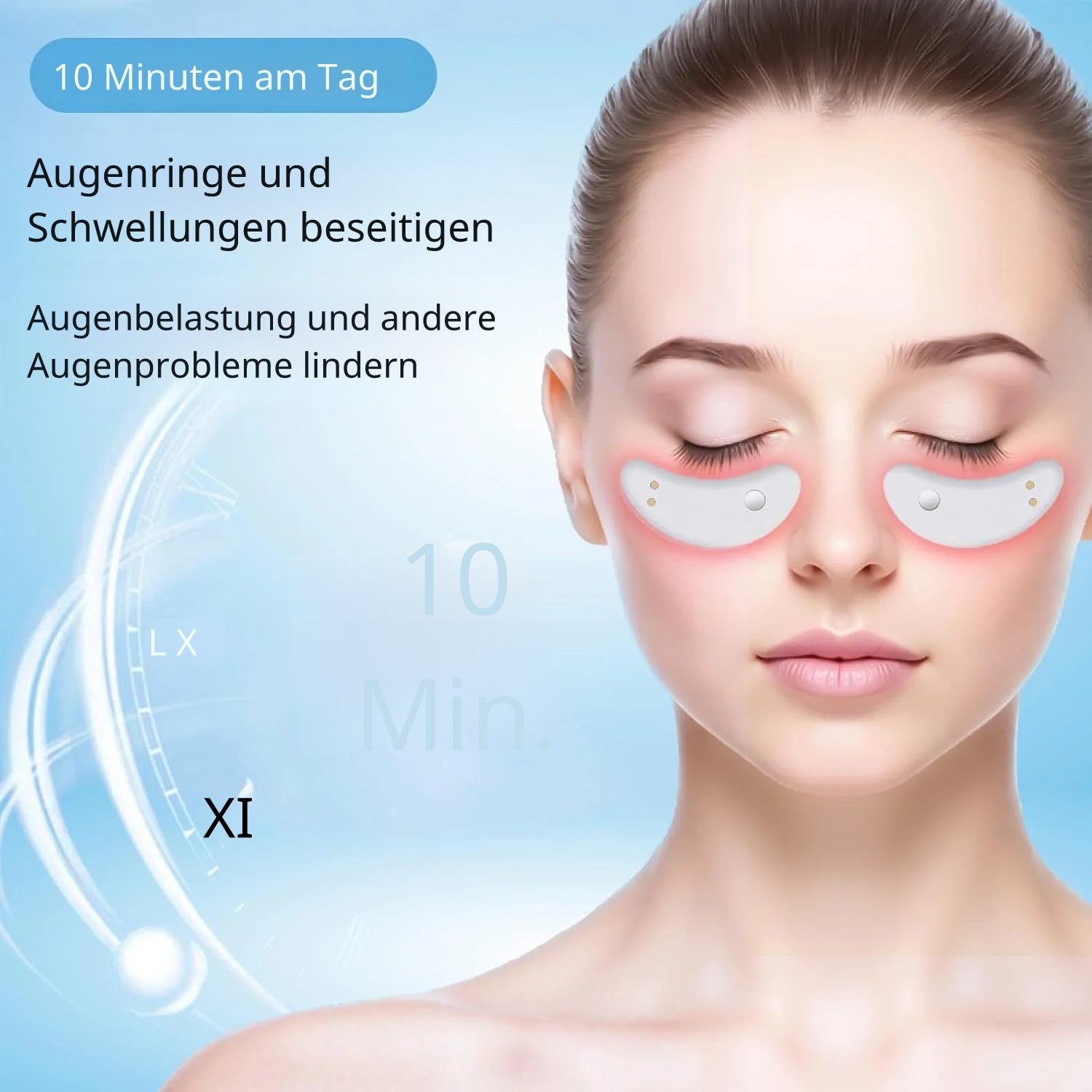Effektives Gerät gegen dunkle Ringe und Schwellungen mit rotem Licht