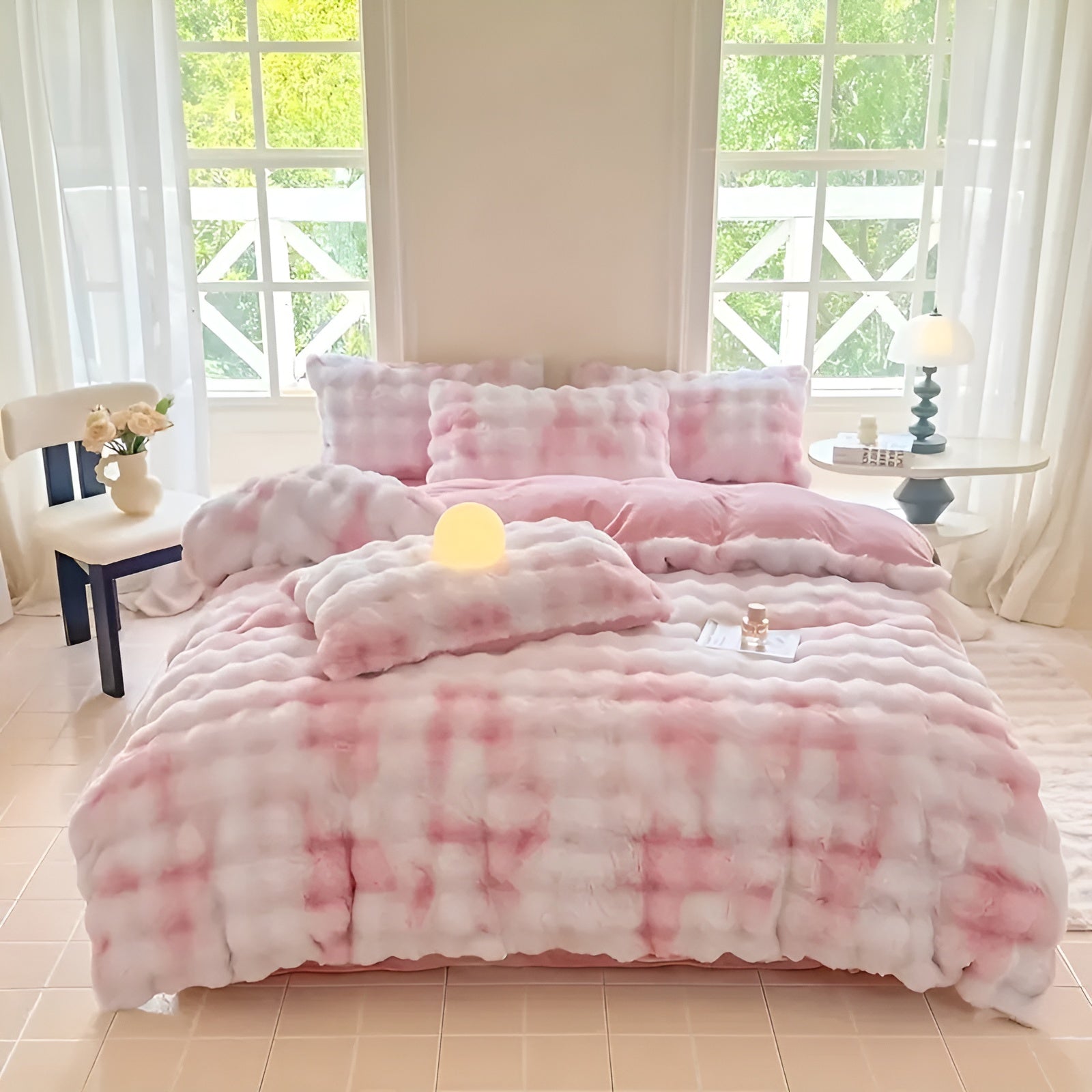 Gemütliches Plüsch Bettwäsche Set – Warm und weich für Herbst & Winter | Wendbares Design in Kaninchenfell & Milchvelours