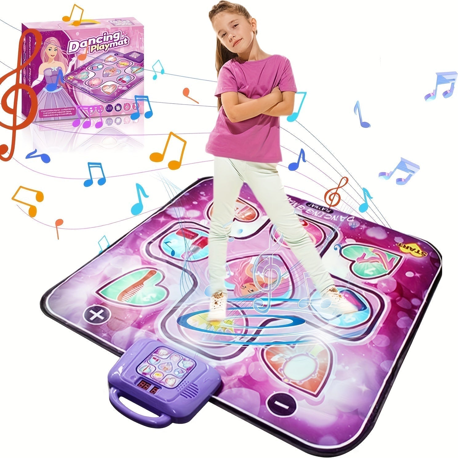 Rosa Tanzmatte für Kinder mit Punktesystem und rhythmischem Spiel – Ohne TV
