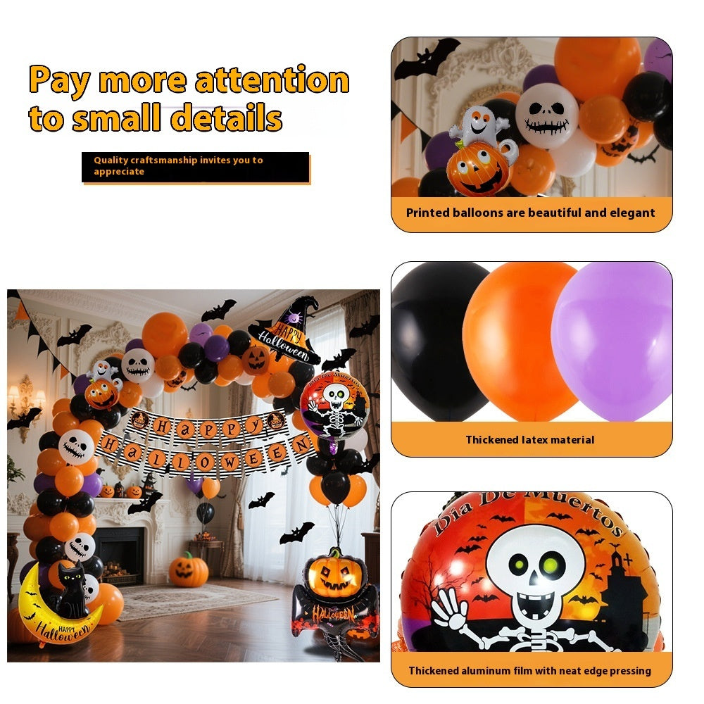 Gruselige Ballondekoration für Halloween – Schwarz, Orange und Lila