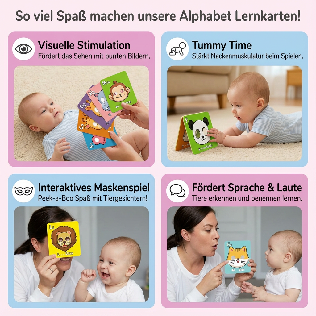 Lernkarten mit Tiermotiven für das Alphabet