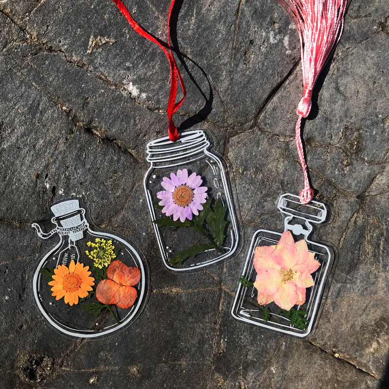 Set mit getrockneten Blumen-Lesezeichen – 30 Stück mit Quaste