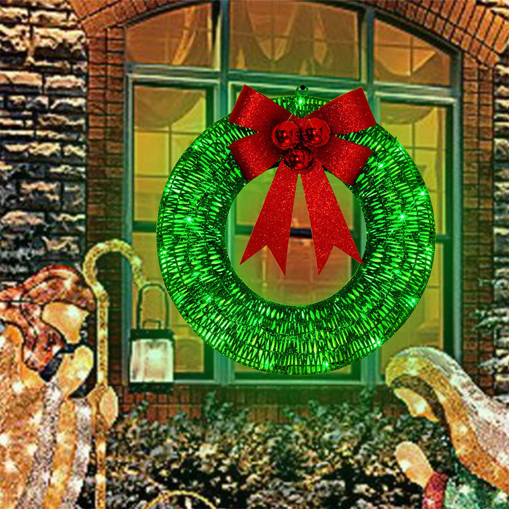 Beleuchteter Weihnachtskranz in Gold-Grün 50cm – Handgemachter Türkranz mit LED