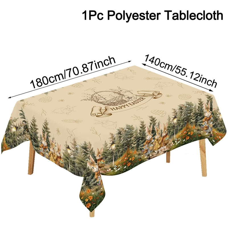 Festive Table Runner for Easter | Charming Bunny and Flower Patterns