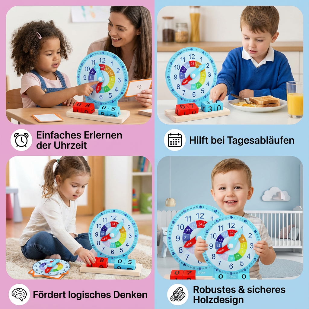 Lernspielzeug zur Uhrzeit mit Montessori-Pädagogik