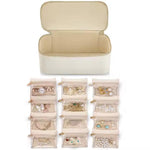 Elegante Schmuckreisebox mit 12 Samtbeuteln – Verhedderungsfrei