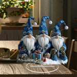 Scandinavian Acrylic Christmas Dwarf | 18 cm Table Figurine | Set of 3 Blue Gnomes for Festive Decoration