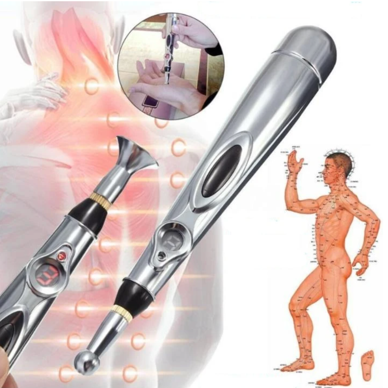 Akupunktur-Pen mit 3 vielseitigen Aufsätzen