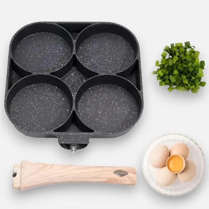 Vierfächer-Pfanne für gleichzeitiges Braten von Gerichten