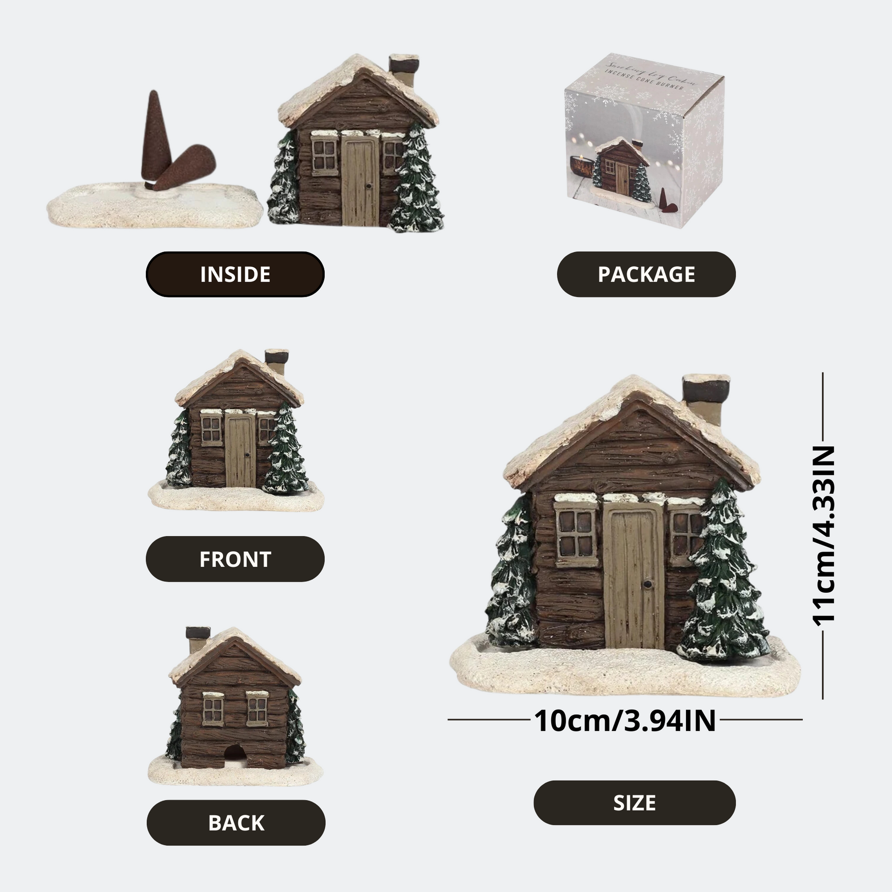 Cozy Cabin - Elegant Incense Burner with 2 Free Cones
