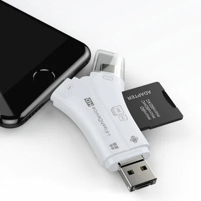 Vielseitiger 4-in-1 Kartenleser für Smartphones