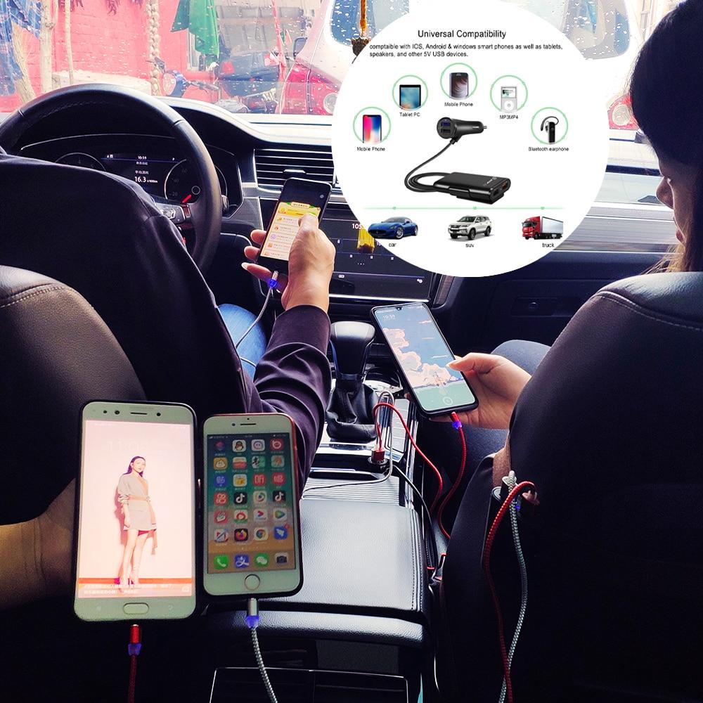 4-fach USB Auto-Ladegerät mit Verlängerungskabel | PowerMatic