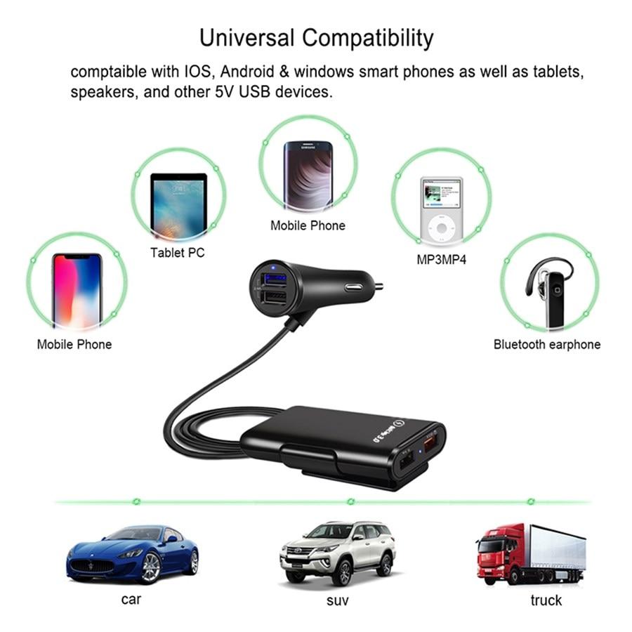 4-fach USB Auto-Ladegerät mit Verlängerungskabel | PowerMatic