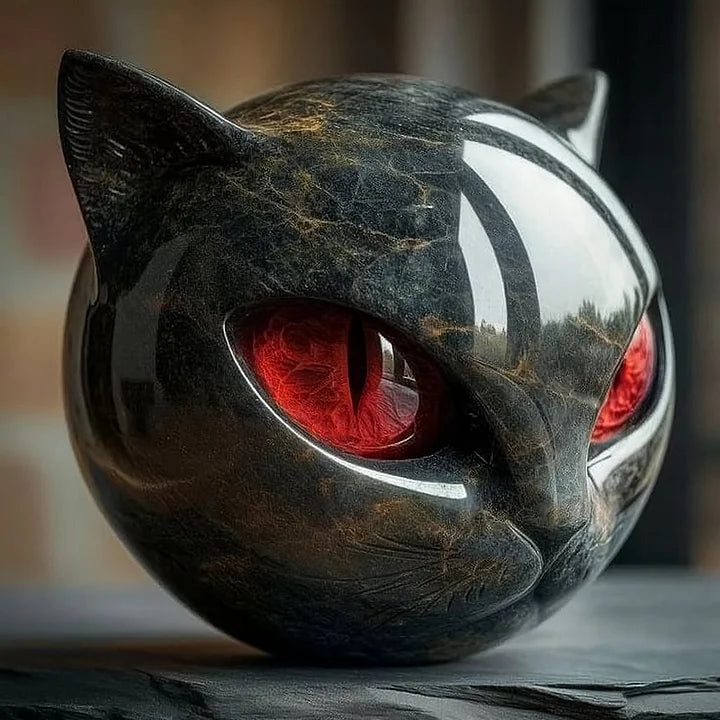 Smarte Katzenkopf Skulptur – Fesselnder Blick und Eleganz