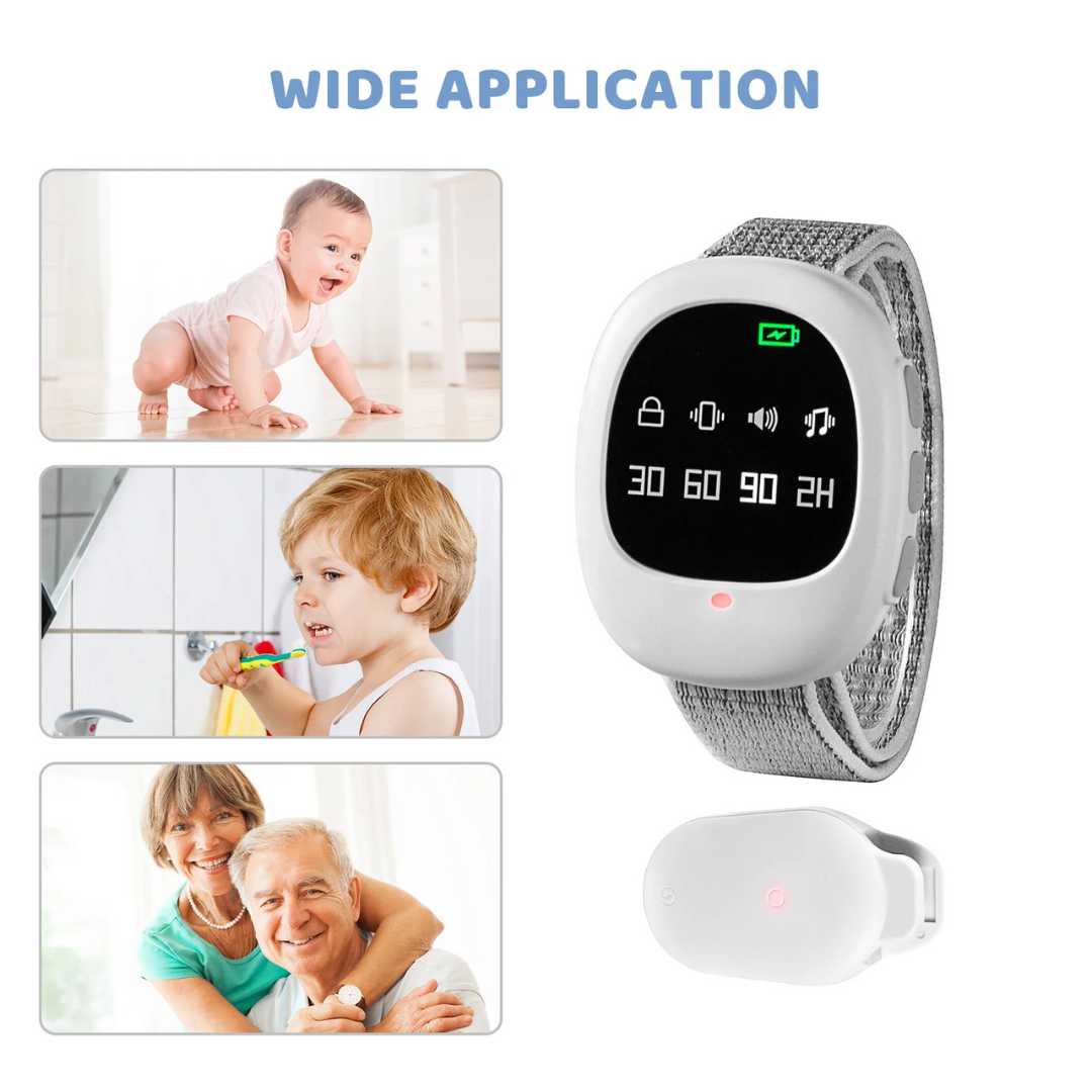 Drahtloser Bettnässeralarm mit Vibrationssignal und Timer-Funktion – USB wiederaufladbar