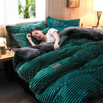 Cozy Corduroy Velour Duvet Cover Set for Winter