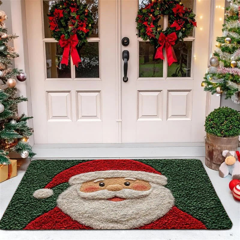 Festive Doormat for Christmas | Gingerbread & Santa Design | Non-Slip & Washable