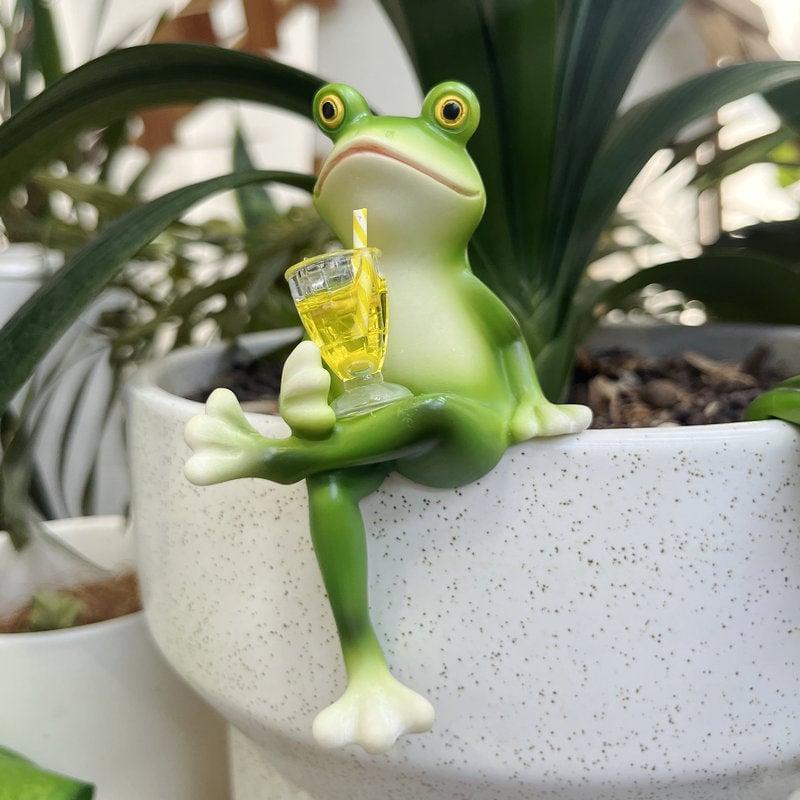 Verspielte Froschfigur für Blumentöpfe und Garten