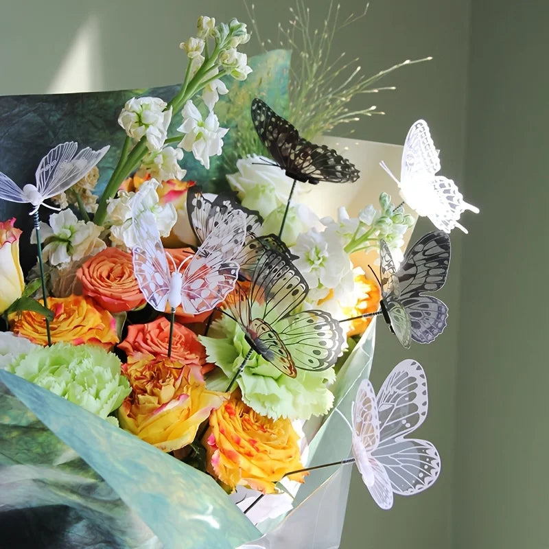Lively Butterfly Stakes for Garden and Decoration - Set of 10
